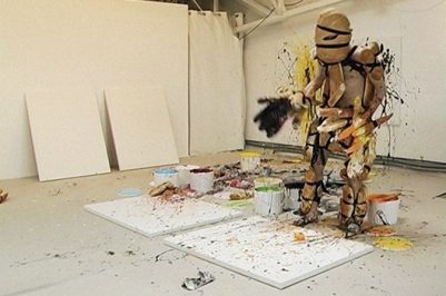 Dough Warrior painting in his studio